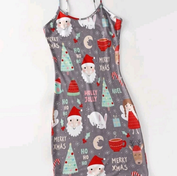 Christmas Letter & Santa Claus Print Cami Dress - Picture 5 of 6